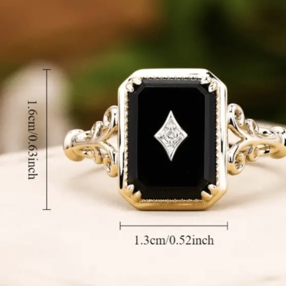 Elegant Black Onyx Ring Size 6 New With Tags - Picture 5 of 7